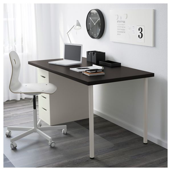 Стол ЛИННМОН / АЛЕКС, черно-коричневый, белый (150x75 см) - фото 2