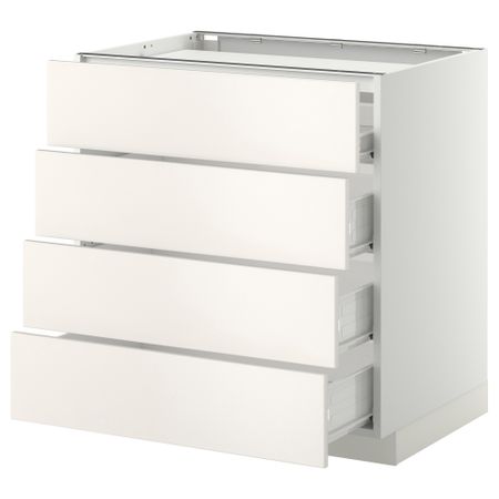 Напольный шкаф, 4 фронтальных панели, 4 ящика МЕТОД / ФОРВАРА, белый, Веддинге белый