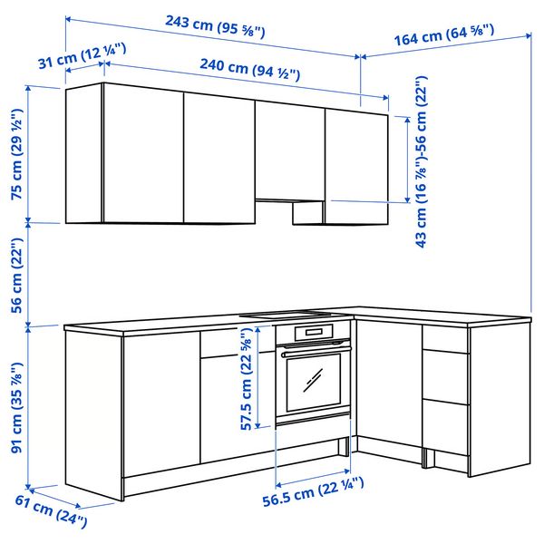 IKEA в интерьере - схема-чертеж с размерами
