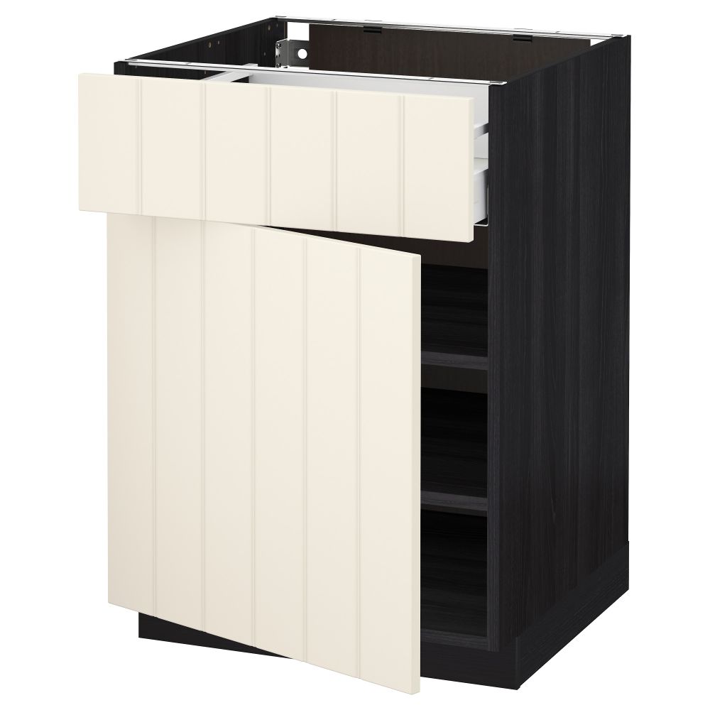 Напольный шкаф с ящиком, дверью МЕТОД / МАКСИМЕРА, черный, Хитарп белый с оттенком - схема-чертеж с размерами