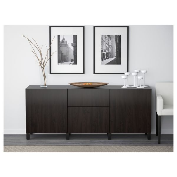 Комбинация для хранения с ящиками БЕСТО, Лаппвикен черно-коричневый (180x40x74 см) - фото 2