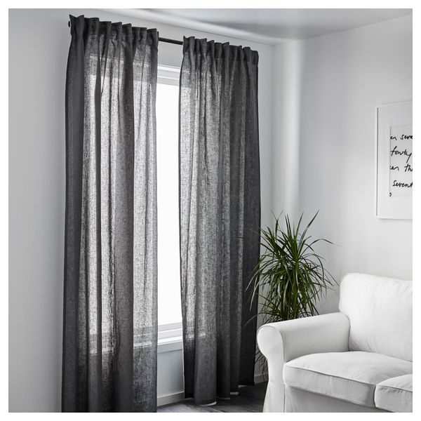 Гардины, 1 пара АЙНА, темно-серый (145x300 см) - фото 2
