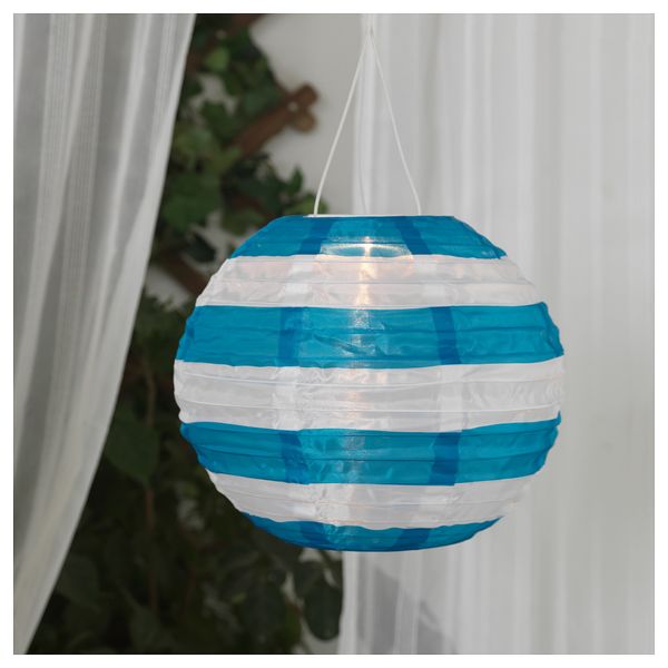 Подвесная светодиодная лампа СОЛВИДЕН, для сада шаровидный, в полоску синий (30 см) - фото 3