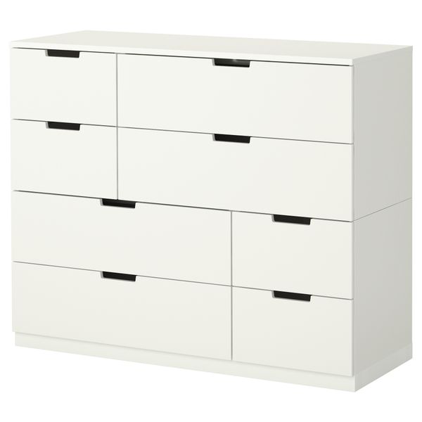 Комод с 8 ящиками НОРДЛИ, белый (120x97 см) - фото 1