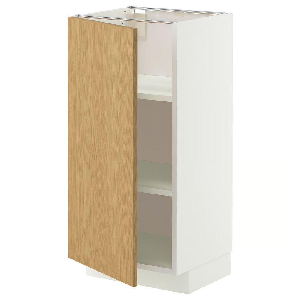 METOD Напольный шкаф с полками - белый/Sinarp дубовый шпон 40x37 см - фото 1
