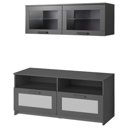 Шкаф для ТВ, комбинация, черный 120x41x190 см IKEA BRIMNES БРИМНЭС 293.968.40