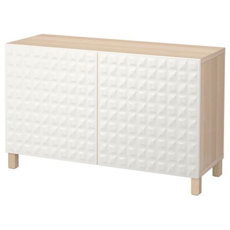 Комбинация для хранения с дверцами БЕСТО, под беленый дуб, Дьюпвикен белый (120x40x74 см)