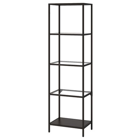 Стеллаж, черно-коричневый/стекло 51x175 см IKEA VITTSJÖ ВИТШЁ 503.834.35