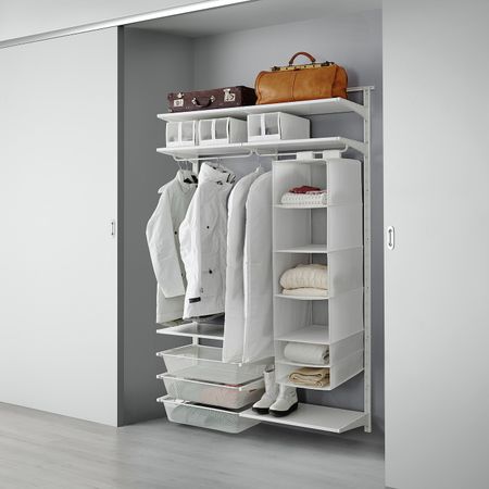 Настенная шина, полки/штанга, белый 132x41x199 см IKEA АЛЬГОТ 392.761.73