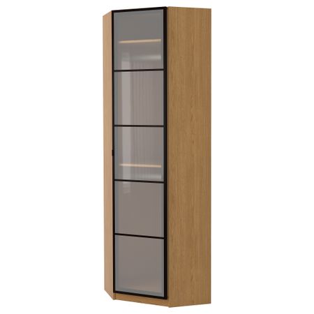 Гардероб угловой ПАКС, под дуб, Февик матовое стекло