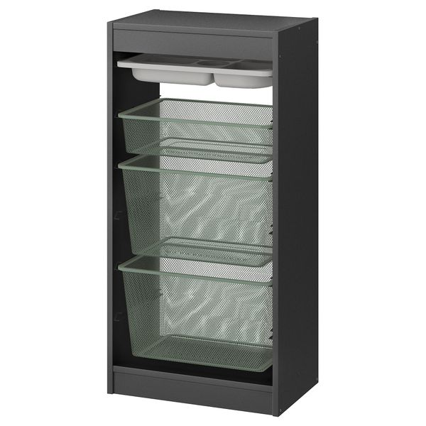 Комбинация с контейнерами и лотком, серый серый, светлый зелено-серый, 46x30x94 см IKEA TROFAST ТРУФАСТ 795.150.82 - фото 1