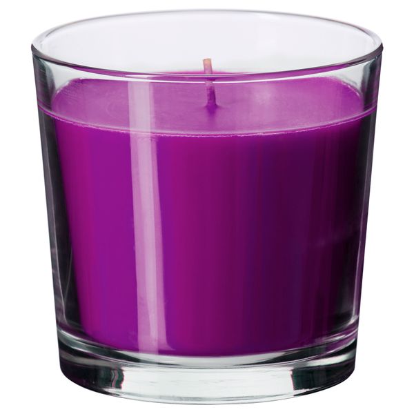 Ароматическая свеча в стакане СИНЛИГ, Цветение сиреневый, сиреневый (9 см) - фото 1