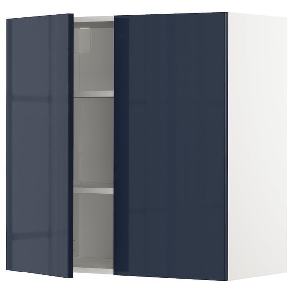 Навесной шкаф с полками/2дверцы, белый/Ерста черно-синий 80x80 см IKEA METOD МЕТОД 592.755.68 - схема-чертеж с размерами