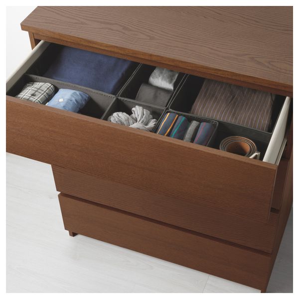 Комод с 4 ящиками МАЛЬМ, коричневая морилка ясеневый шпон (80x100 см) - схема-чертеж с размерами