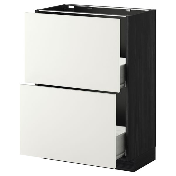 Напольный шкаф с 2 ящиками МЕТОД / ФОРВАРА, черный, Хэггеби белый - схема-чертеж с размерами