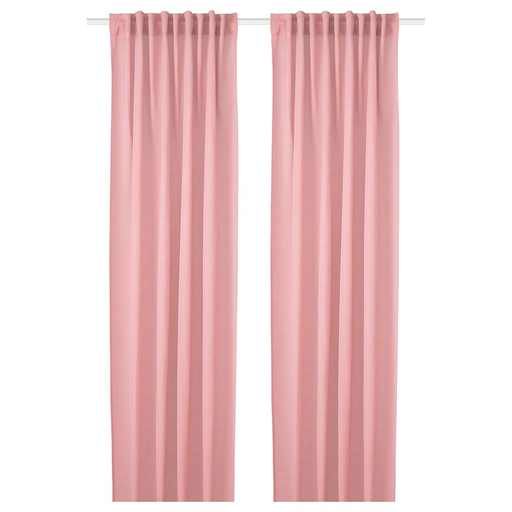 Гардины, 2 шт., светло-красный 145x300 см IKEA HILJA ХИЛЬЯ 104.630.33 - фото 1