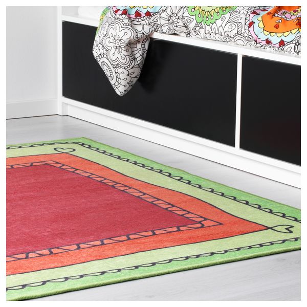 Ковер ВЭНСКАПЛИГ, темно-красный, зеленый (133x133 см) - схема-чертеж с размерами