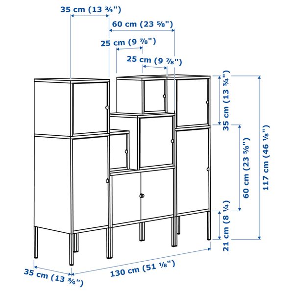 Комбинация для хранения ЛИКСГУЛЬТ, бел/зелен/син/желтый, красный/оранжевый/серый (130x117 см) - фото 4