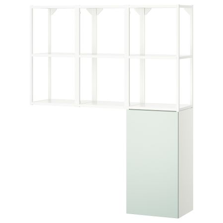 Комбинация для хранения, белый, бледный серо-зеленый, 120x32x150 см IKEA BEGIVENHET БЕГИВЕНХЕТ 595.481.06