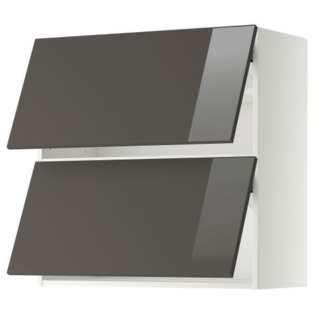 Навесной шкаф, 2 дверцы, горизонтальный МЕТОД, белый, Рингульт серый