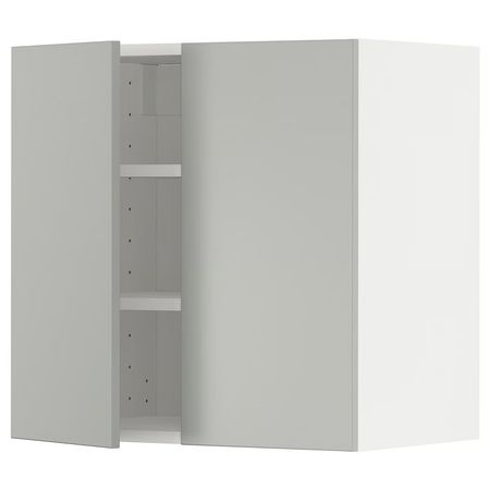 METOD Навесной шкаф с полками/2дверцы - белый/Havstorp светло-серый 60x60 см