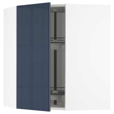 Угловой навесного шкаф с вращающейся секц, белый/Ерста черно-синий 68x80 см IKEA METOD МЕТОД 892.755.81
