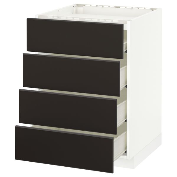 Напольный шкаф, 4 фронтальных панели, 4 ящика МЕТОД / ФОРВАРА, белый, Кунгсбакка антрацит - фото 1