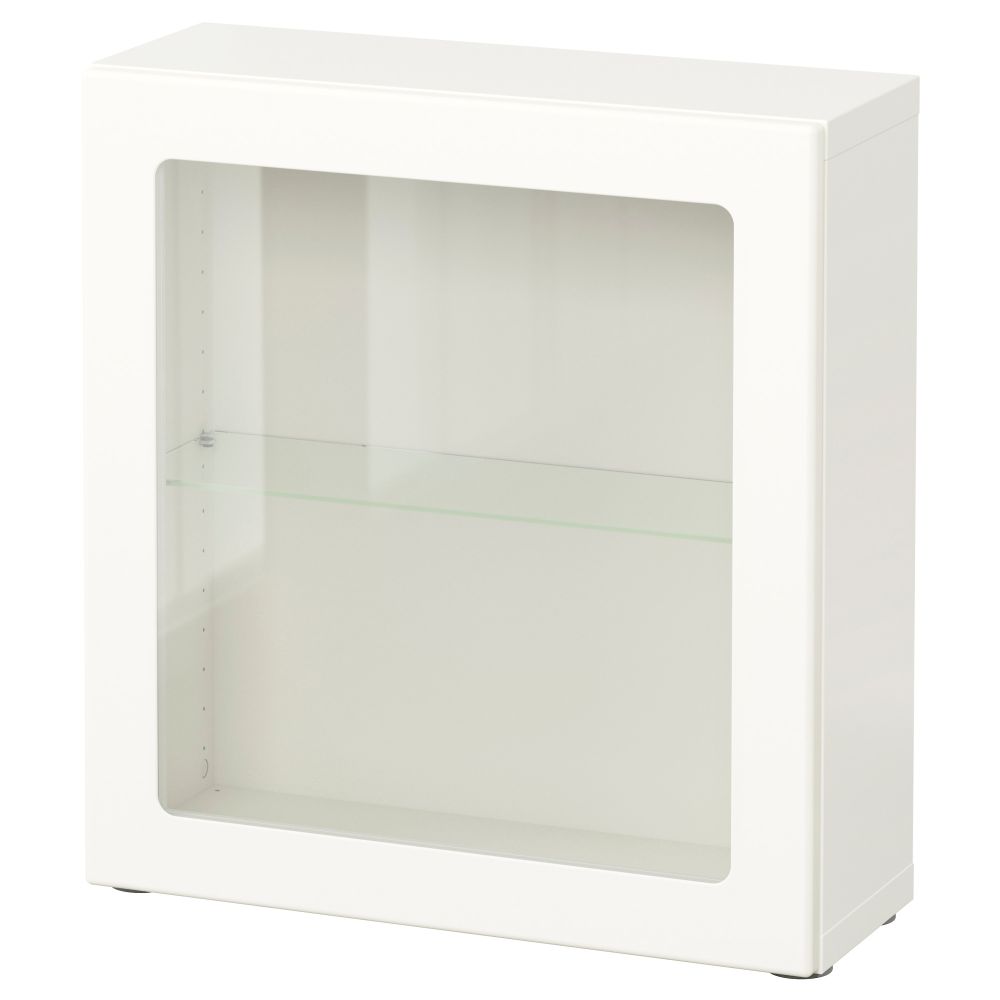 Стеллаж со стеклянной дверью БЕСТО, Льюсвик белый (60x20x64 см) - схема-чертеж с размерами