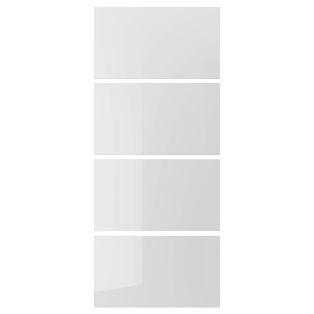 4 панели для рамы раздвижной дверцы, глянцевый светло-серый 100x236 см IKEA HOKKSUND ХОККСУНД 203.823.43 - фото 1