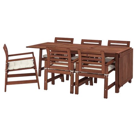 Стол + 6 кресел,д/сада, коричневая морилка/Куддарна бежевый IKEA ÄPPLARÖ ЭПЛАРО 492.896.84