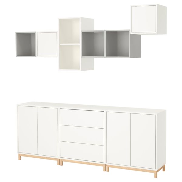 Комбинация шкафов с ножками ЭКЕТ, белый/светло-серый (210x35x210 см) - фото 1