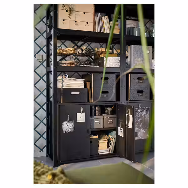 BROR Стеллаж со шкафами - чёрный 170x40x190 см - фото 9