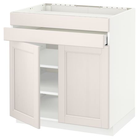 Напольный шкаф для варочной панели, 2 ящика, 2 фасада, 1 ящик МЕТОД / МАКСИМЕРА, белый, Лаксарби белый (80x60 см)