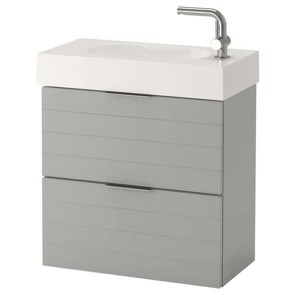 Шкаф для раковины с 2 ящиками ГОДМОРГОН / БРОВИКЕН, светло-серый (62x33x68 см) - фото 2