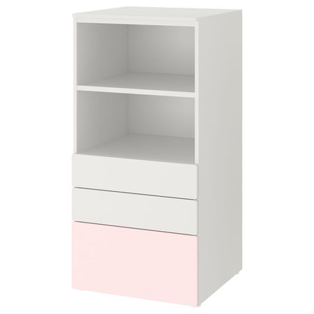 Стеллаж, белый бледно-розовый/с 3 ящиками 60x57x123 см IKEA SMÅSTAD СМОСТАД / OPPHUS ОПХУС 593.955.80
