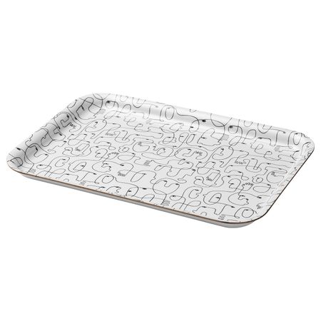 Поднос, с рисунком/черный-белый 20x28 см IKEA VÅRFEST ВОРФЕСТ 805.159.53