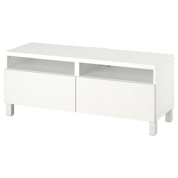 Тумба под ТВ, с ящиками, белый/тиммер/стуббар белый 120x42x48 см IKEA BESTÅ БЕСТО 694.323.65 - фото 1