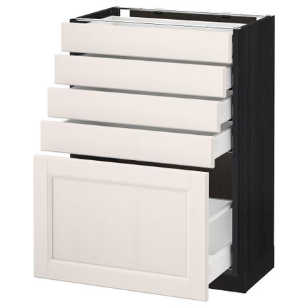 Напольный шкаф с 5 ящиками МЕТОД / МАКСИМЕРА, черный, Лаксарби белый