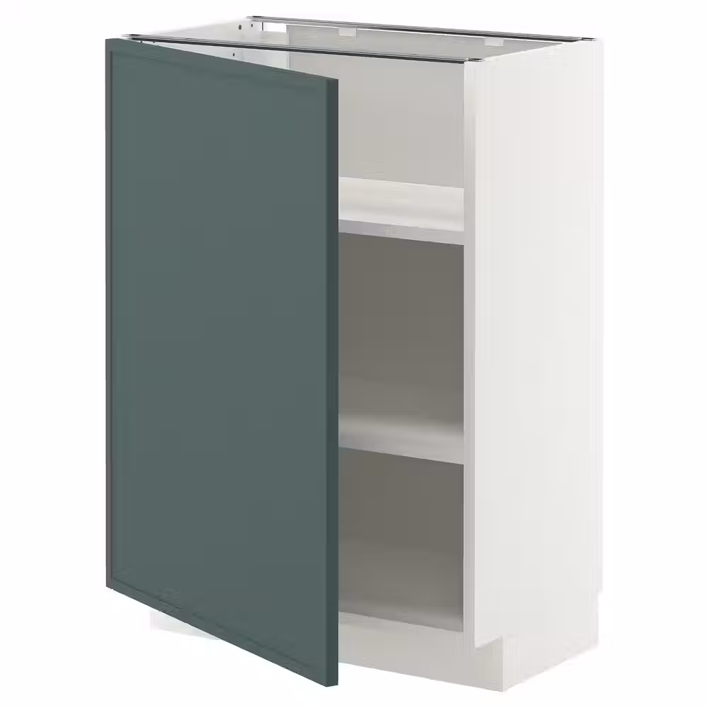 METOD Напольный шкаф с полками - белый/Aspudden темный серо-зеленый 60x37 см - фото 1