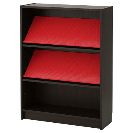 Стеллаж с наклонной полкой БИЛЛИ / БОТТНА, черно-коричневый, красный (80x28x106 см)