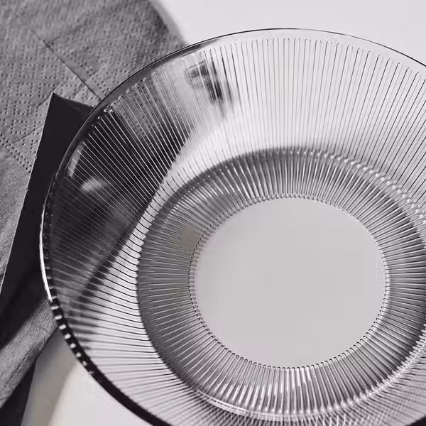 HAVSGÄDDA ХАВСГЭДДА Тарелка глубокая - орнамент «полоска»/серый 19 см - фото 4