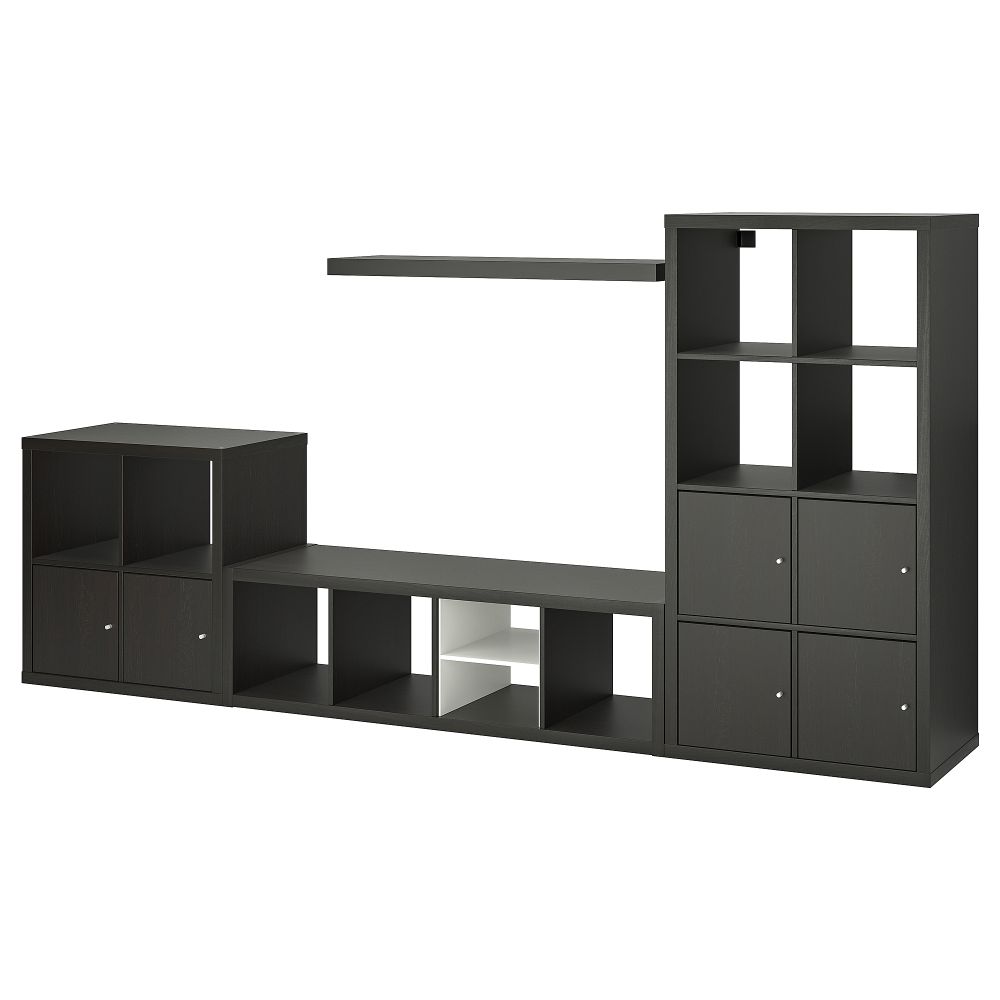 Комбнц для хранения с полками, черно-коричневый, 301x39x147 см IKEA LACK ЛАКК, KALLAX КАЛЛАКС 193.987.31 - фото 1