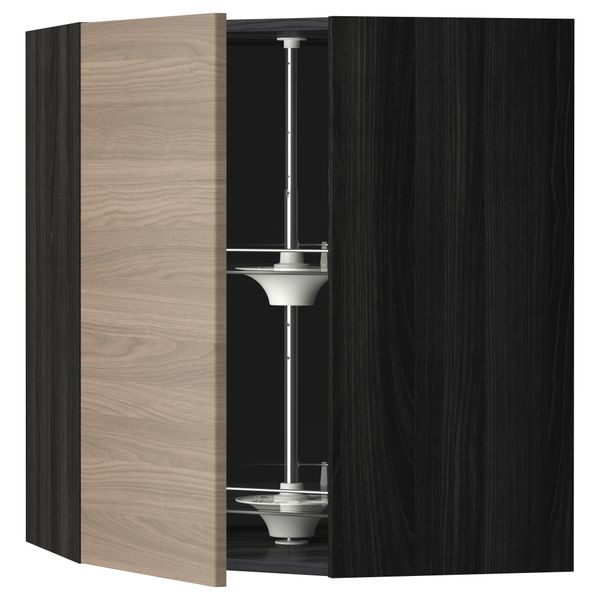 Угловой навесного шкаф с вращающейся секцией, 68x80 см, черный, Brokhult светло-серый IKEA METOD МЕТОД 891.201.22 - фото 2