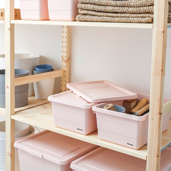 Контейнер с крышкой, розовый 38x25x15 см IKEA СОККЕРБИТ 504.446.84 - фото 2