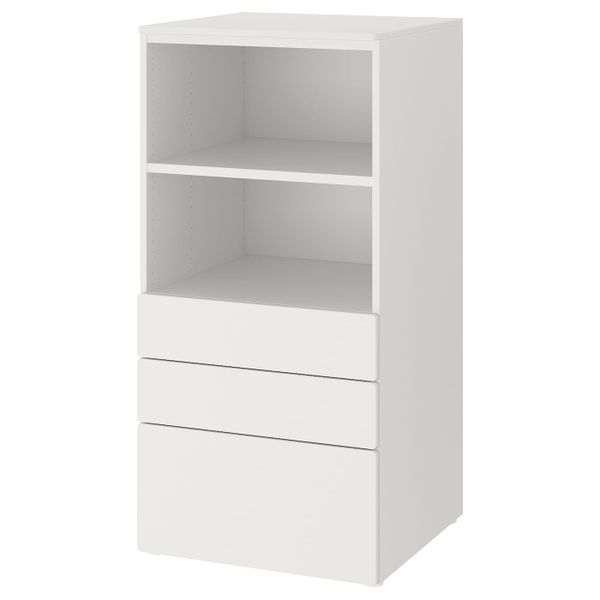 Стеллаж, белый белый/с 3 ящиками 60x57x123 см IKEA SMÅSTAD СМОСТАД / OPPHUS ОПХУС 993.955.78 - фото 1