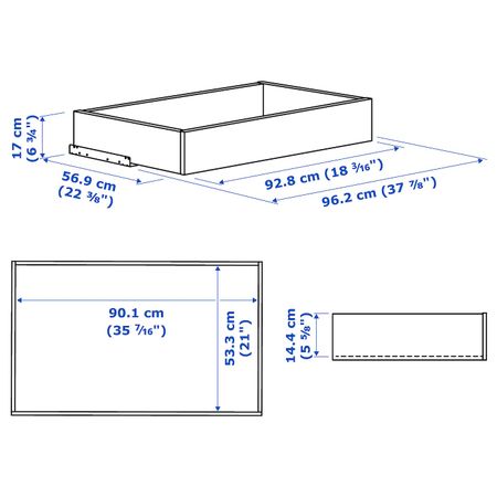 Ящик со стеклянной фронтальной панелью, черно-коричневый 100x58 см IKEA KOMPLEMENT КОМПЛИМЕНТ 603.666.09