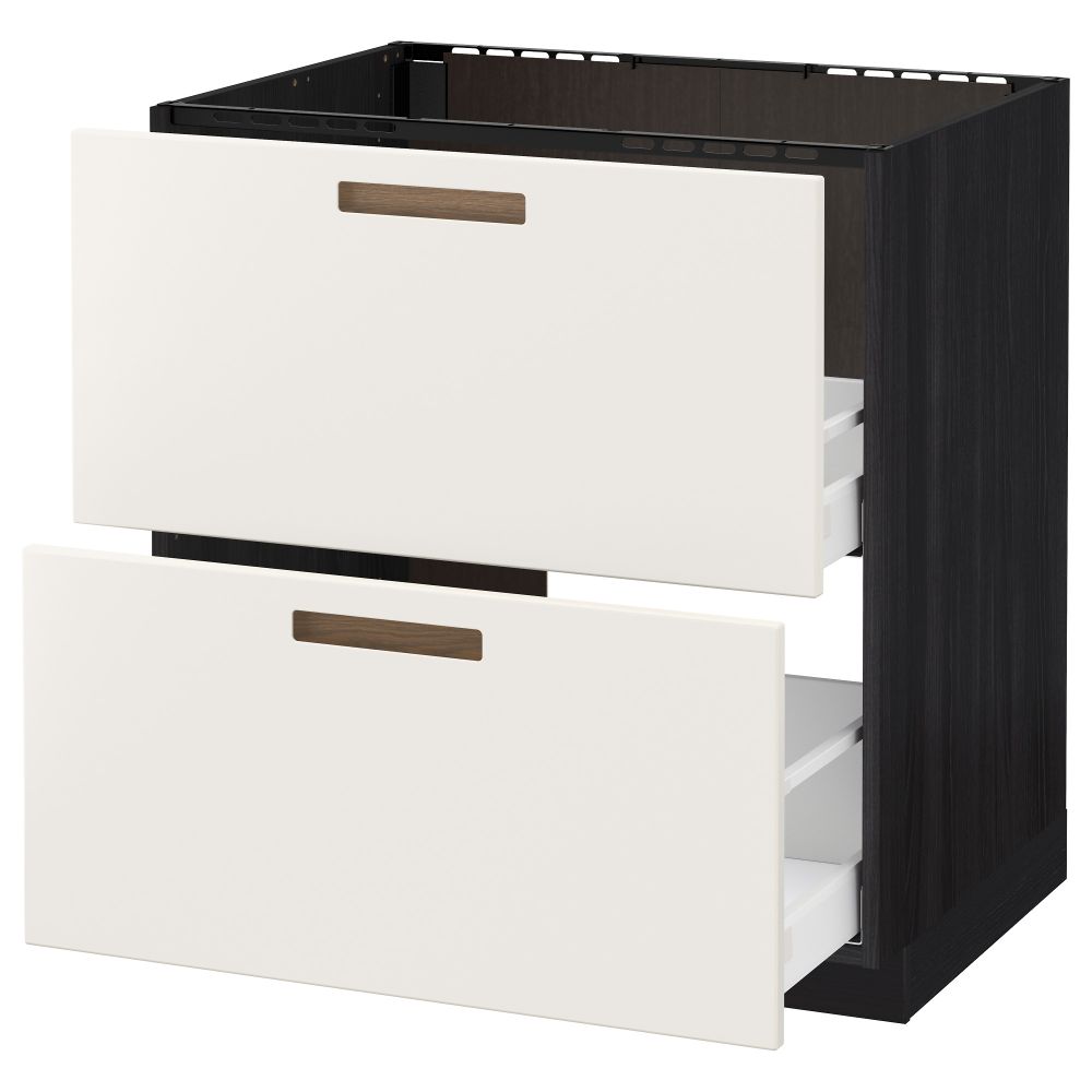 Напольный шкаф под мойку + 2 фронтальных панели, 2 ящика МЕТОД / МАКСИМЕРА, черный, Мэрста белый - схема-чертеж с размерами