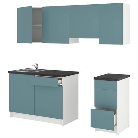 Кухня, глянцевый/синяя бирюза 220x61x220 см IKEA KNOXHULT КНОКСХУЛЬТ 694.243.89