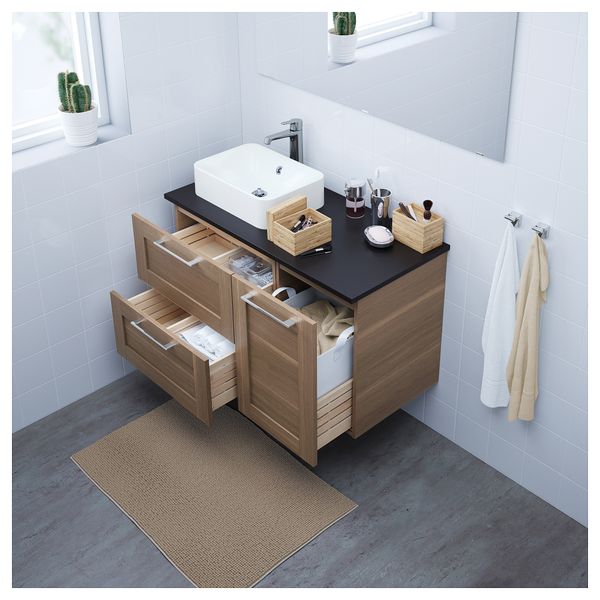 Шкаф с раковиной 45x32 см ГОДМОРГОН/ТОЛКЕН / ХОРВИК, под грецкий орех, антрацит (102x49x72 см) - фото 2