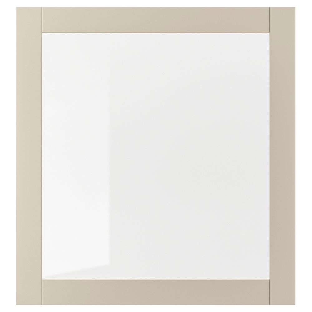 Стеклянная дверь, светлый серо-бежевый/прозрачное стекло 60x64 см IKEA SINDVIK СИНДВИК 704.909.29 - фото 1